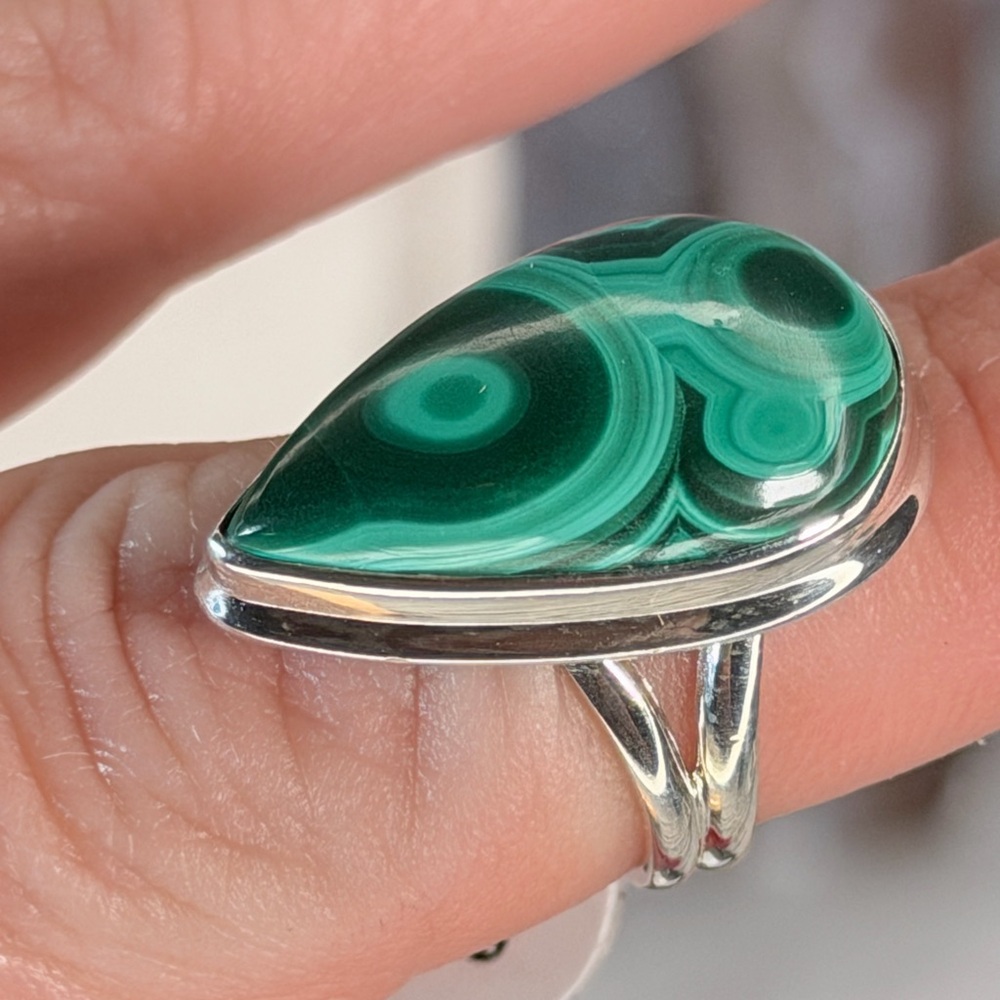 Congo Malachite Ring Solid 925 Sterling Silver Si… - image 4